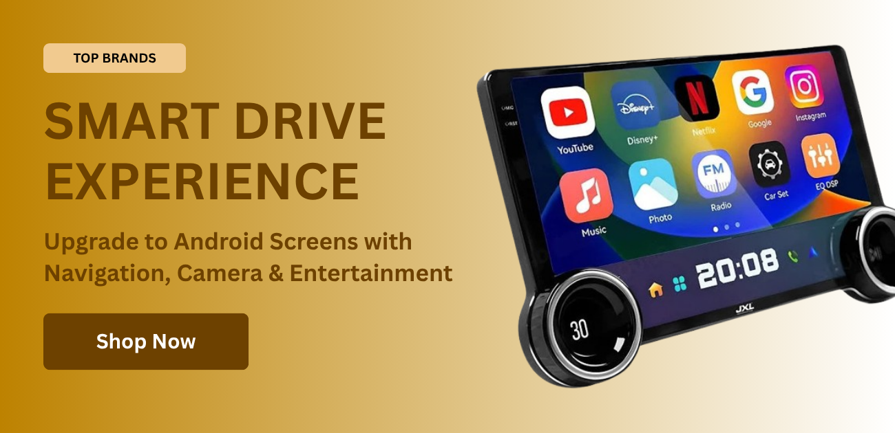 Smart Drive Experience — Android Screens with Navigation, Camera & Entertainment
